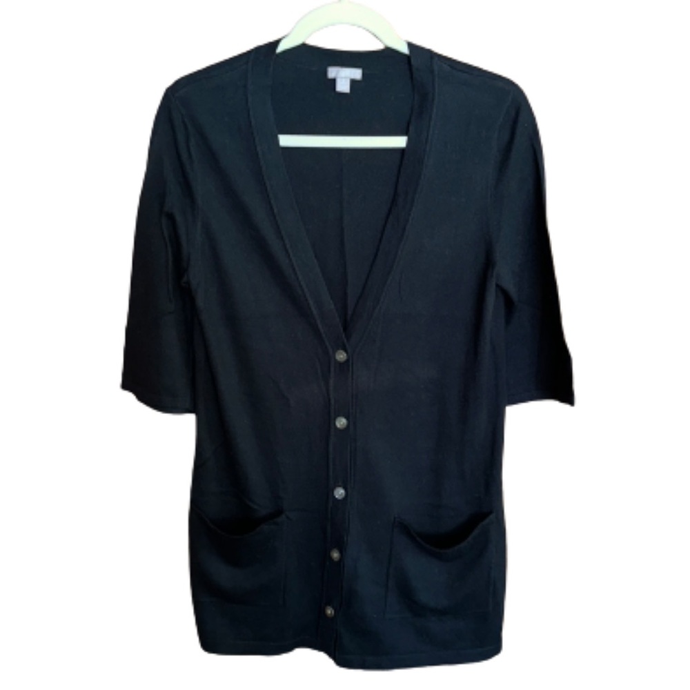 J Jill black cashmere blend button down cardigan with pockets size SP
